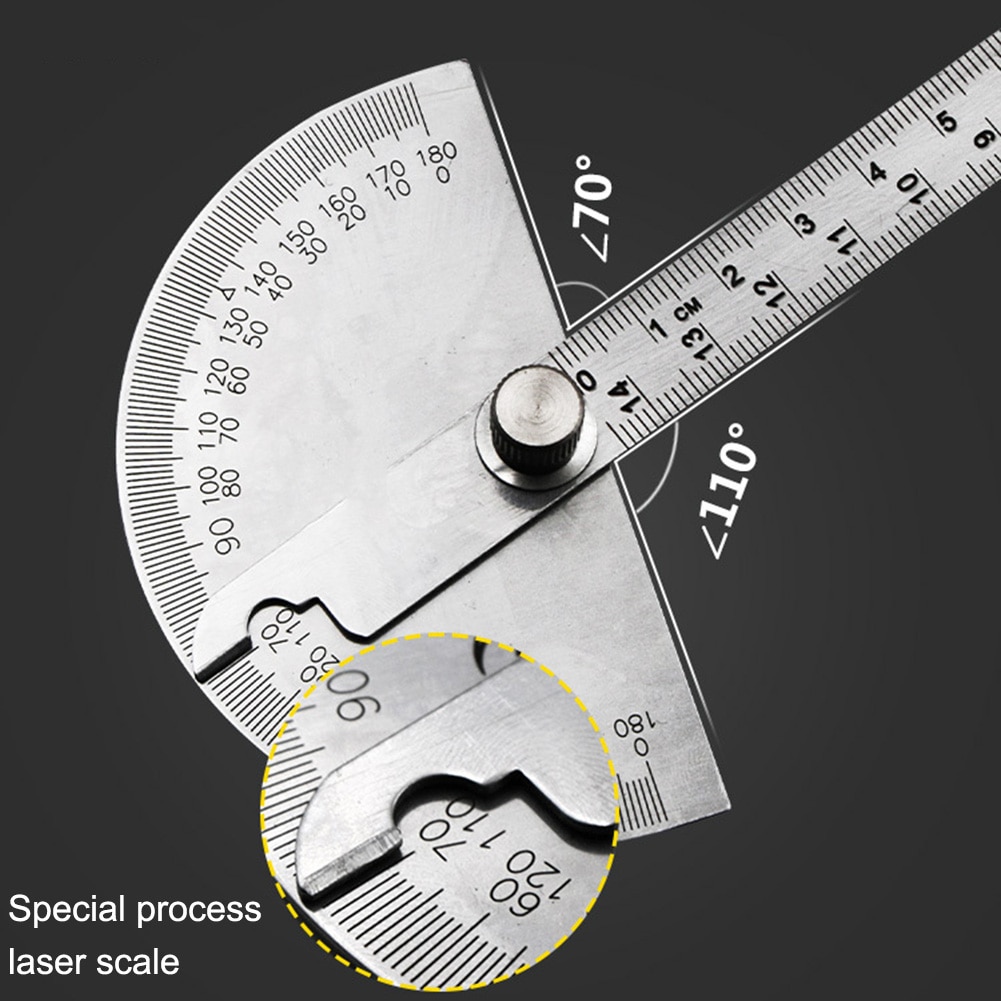 Règle multifonction en acier inoxydable, coulissant, réglable, Angle combiné, outil de mesure du niveau du rapporteur, rapporteur 180 °