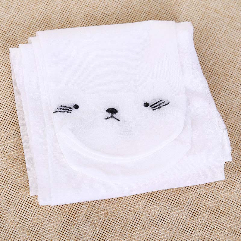 Crianças meias bonito do gato da menina collants para meninas crianças meias do bebê dos desenhos animados fino apertado verão malha do bebê da menina meia: white Tights / 1 to 3 year