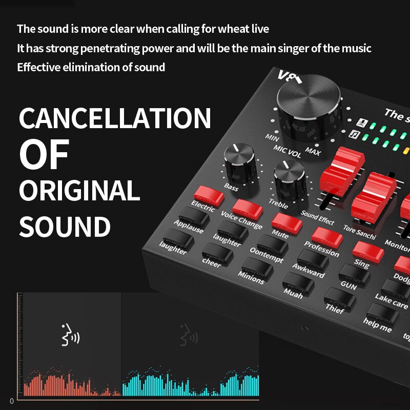 V8S Multifunctional Live Sound Card Live Usb Bluetooth External Sound Card with mic For Mobile Computer Audio Interface