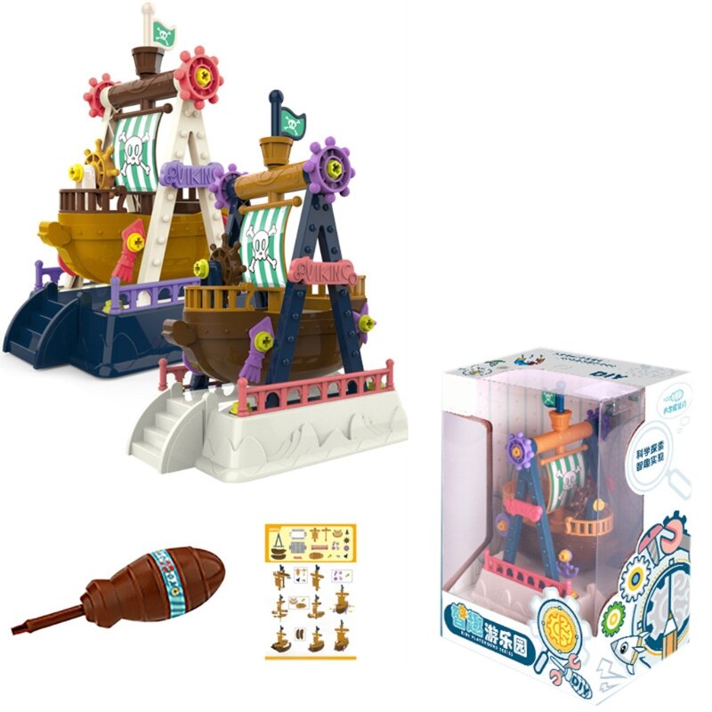 1Set Interactive Plastic Amusement Park Stacking Block Toy with Screwdriver Tumble Game Stacker Block 3D Brick Block: D