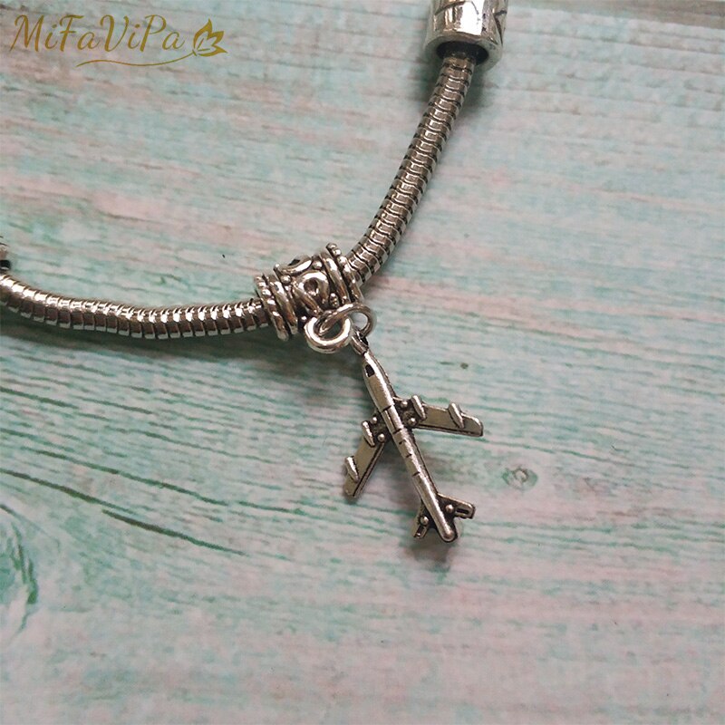 MiFaViPa Flugzeug Armband Erde Flugzeug Pandent Schmuck Armbänder für Frauen Einfache Legierung Silve Farbe Antike Armband