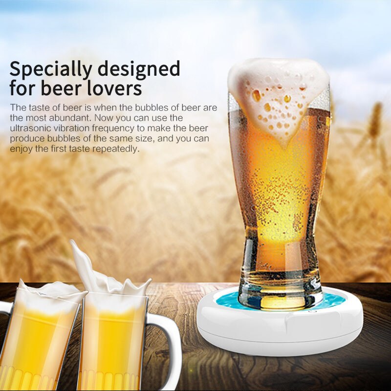 Beer Bubbler Household Supersonic Foaming Machine Portable Beer Foam Maker Sonic Foamer For Ice Beer Kitchen Beer Brewing Tool