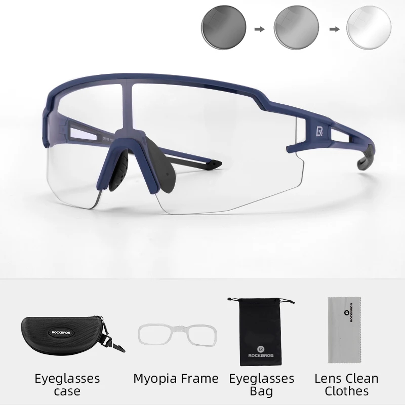 ROCKBROS Fietsbril Meekleurende Gepolariseerde Lens Fietsbril UV400 Bescherming Brillen Zonnebril MTB Road Fietsbril: GRIJS