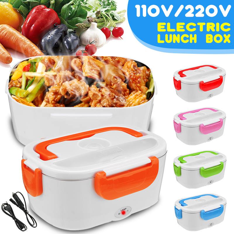 12v 110v/220v elektrische verwarmde lunchbox, draagbaar, 2 in 1 auto bentoboxen, roestvrijstalen elektrische verwarmde voedselcontainer