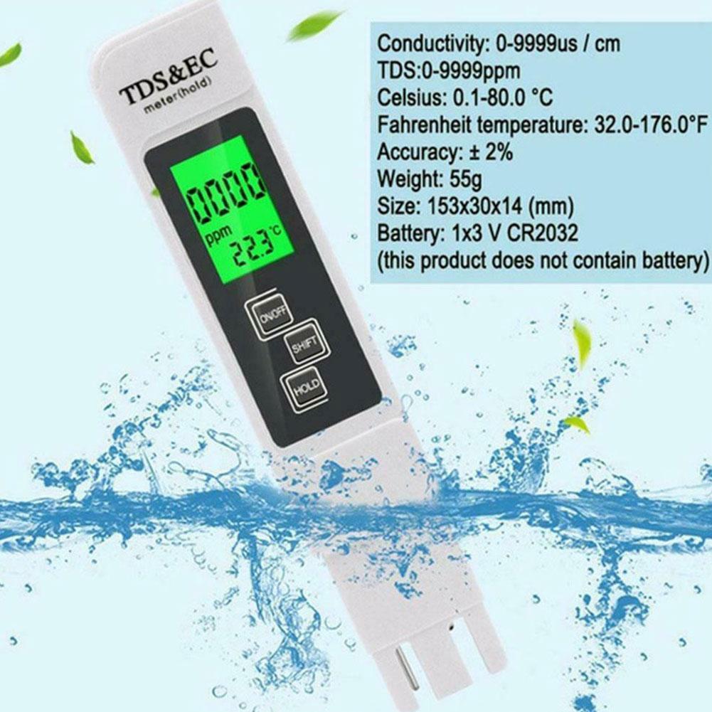 TDS Meter Digital Water Tester Digital 0.0-14.0 PH Meter Filter 0-9990ppm Aquarium TDS&amp;EC Tester LCD Water PPM Purity X8A7