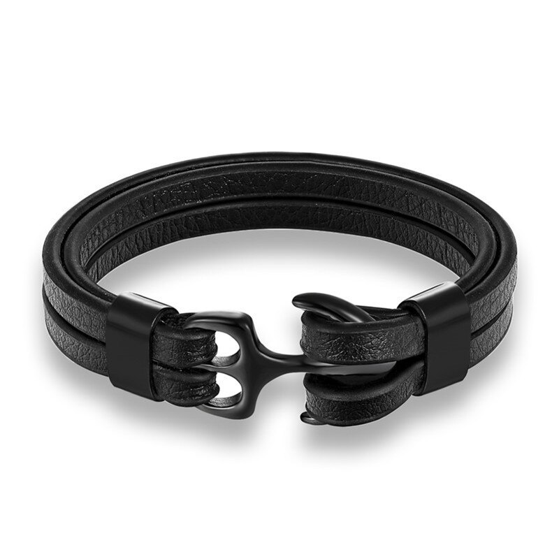 Creatieve Mode Persoonlijkheid Anker Rvs Lederen Armband In Meerdere Kleuren: 01