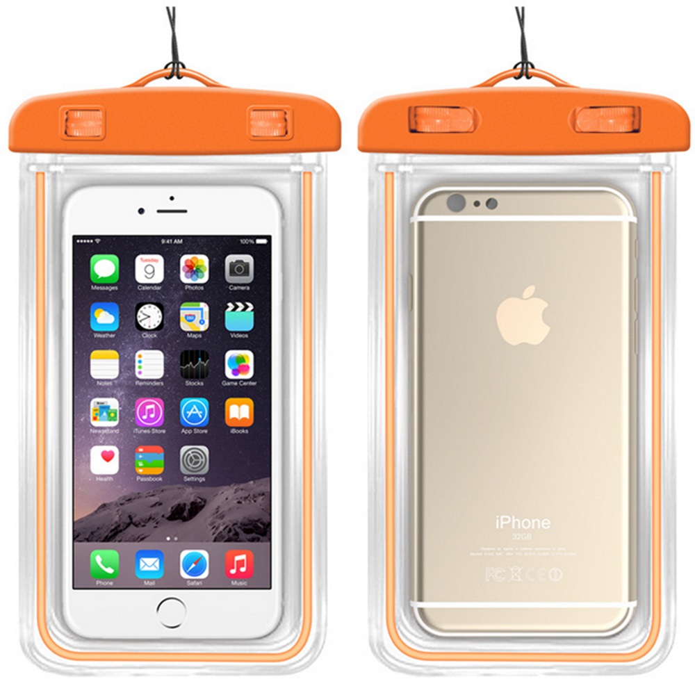 KISSCASE Leucht Wasserdicht fallen Für iPhone 7 8 X Abdeckung Universal- transparent Wasserdichte Beutel Für Samsung S9 S8 Plus Schwimmen tasche: orange