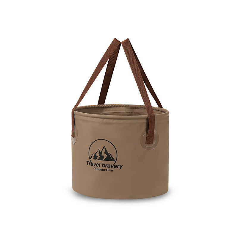 5L/10L/20L Car Folding Bucket Waterproof Foldable Sink Portable Travel Foldable Basin Camping Hiking Fishing Storage Bucket: Beige