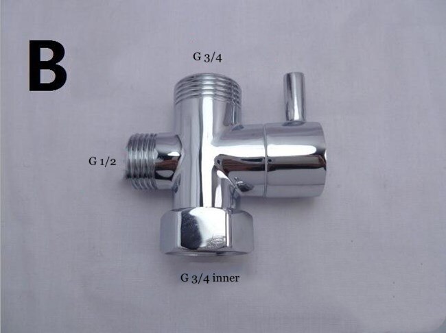 Three-way Water Diverter T-shaped Adapter Shower Diverters Connector Toilet Bidet Water Separator Faucet Splitter Valve: B