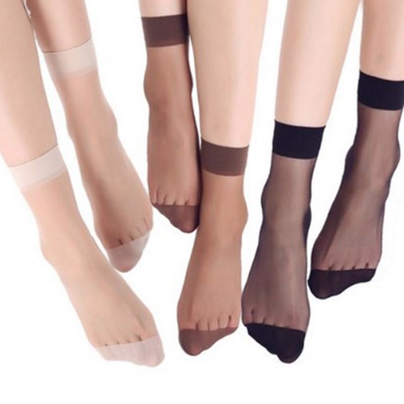 10 par kvindelige korte sokker damestrømper tynde krystal gennemsigtige #39 pige ankelstrømper