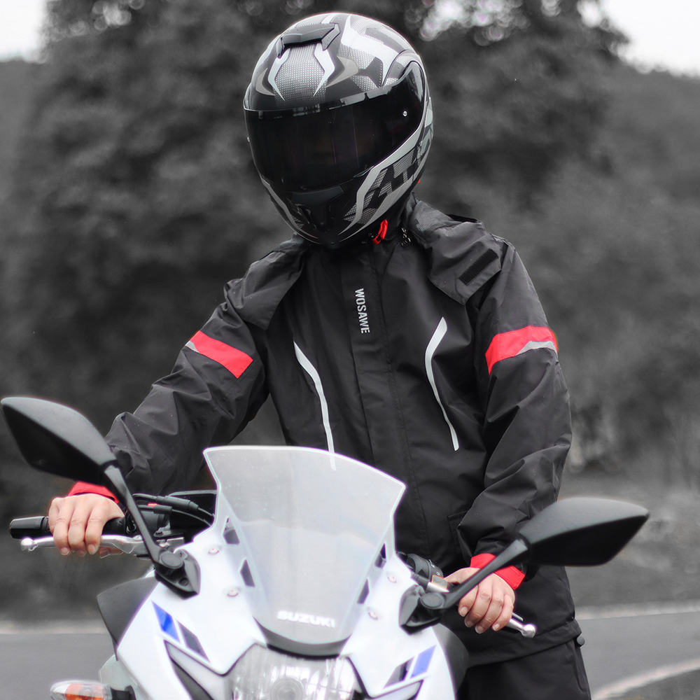 WOSAWE Motocicleta Impermeável Impermeável Masculina Impermeável Terno De Motocross Motocicleta Chuva Jacket Split Chuva Pano