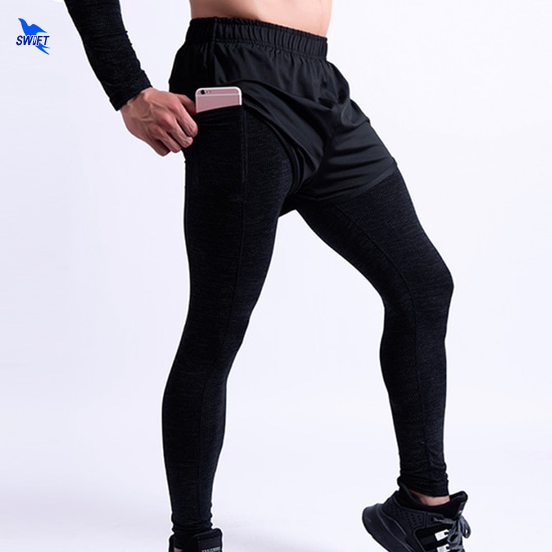 ¡Novedad de ! Pantalones deportivos para correr para hombre, mallas elásticas de secado rápido 2 en 1 para gimnasio, ropa deportiva, pantalones hasta el tobillo.