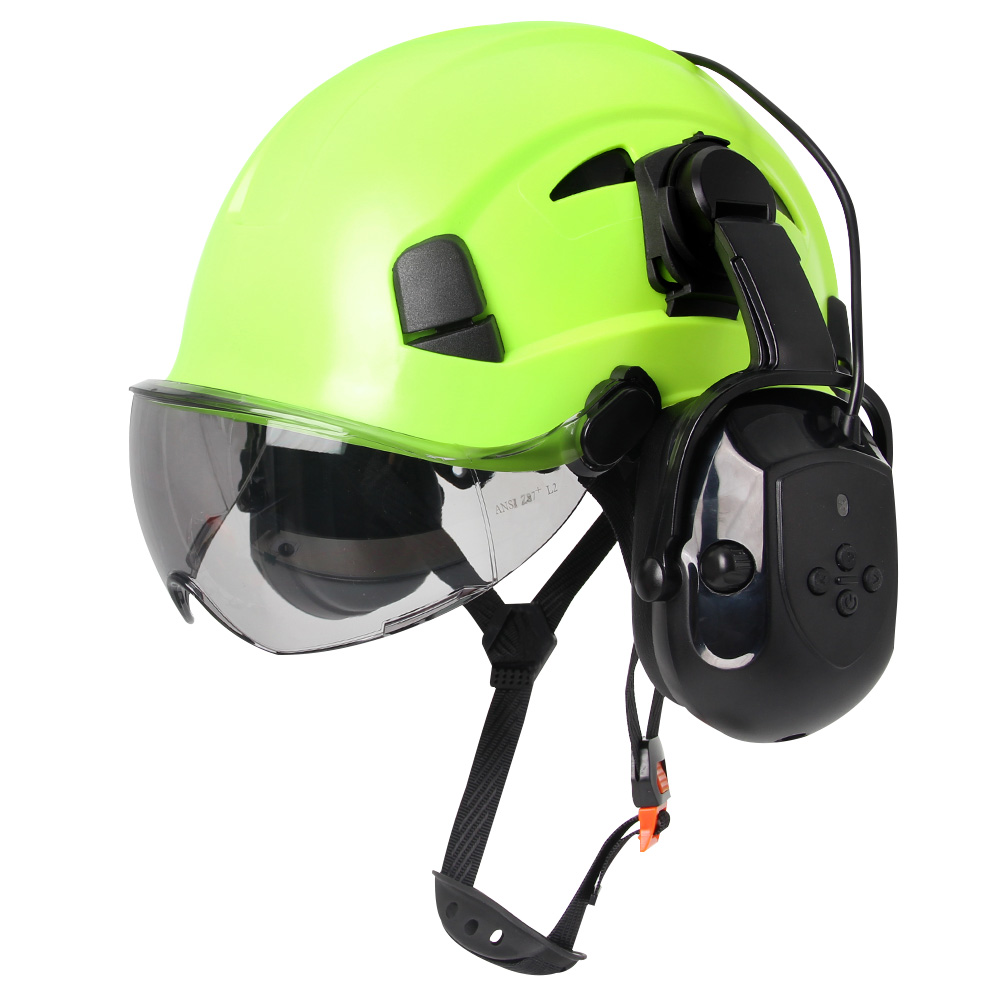 Bluetooth 5.0 Earmuffs Safety Helmet With Visors ANSI Head Protection for Engineer ABS Construction Hard Hat Industrial Work Hat: Pink