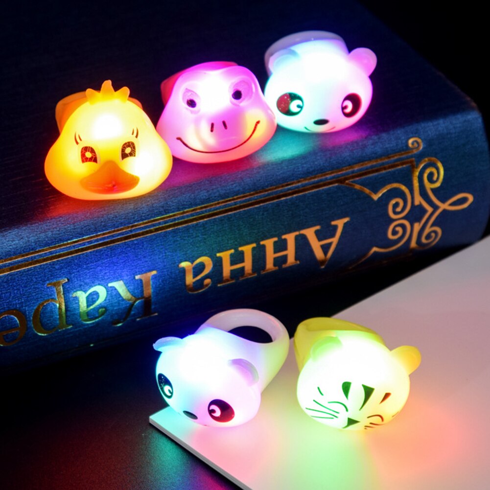 1 Pcs Glowing Ring Toy Cartoon Animal LED Light Up Ring Kids Children Toy For Party Supplies