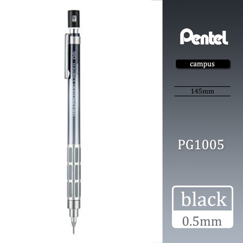 Japan Limited Pentel PG1005 Metalen Automatische Potlood Gradiëntkleur 0.5 Student Art Drawing Lage Center Zwaartekracht Schets: black