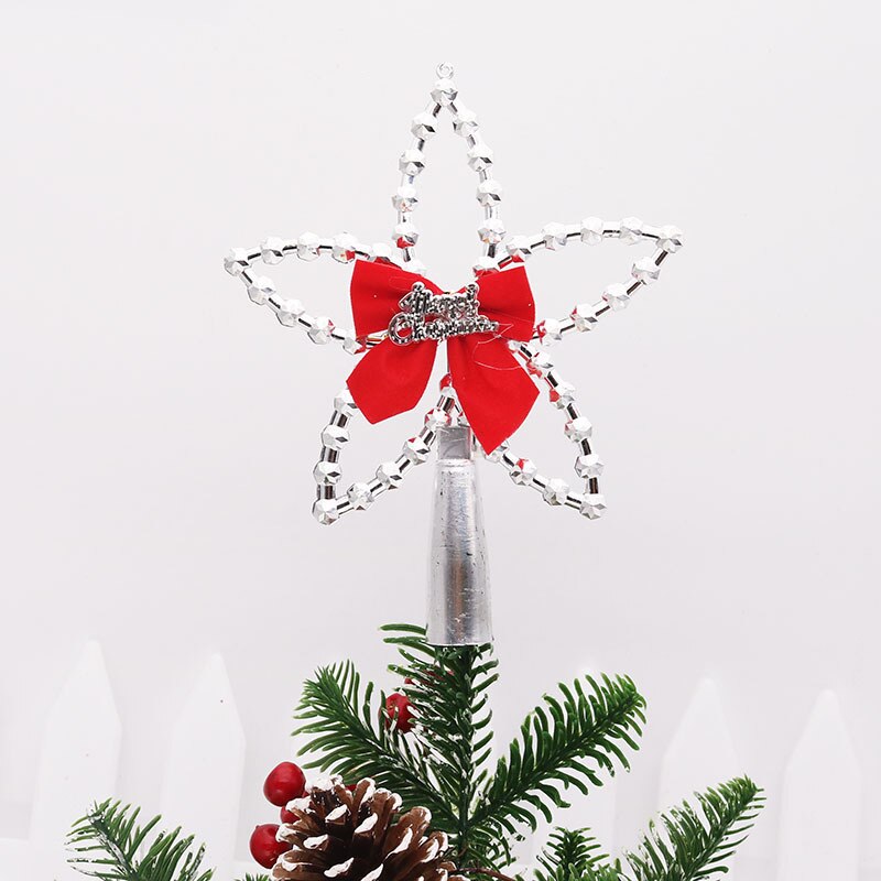 Kerstboom Top Vijfpuntige Ster Hangen Xmas Decoratie Ornament Treetop Topper Kerst Levert Kerstboom Decor: Silver