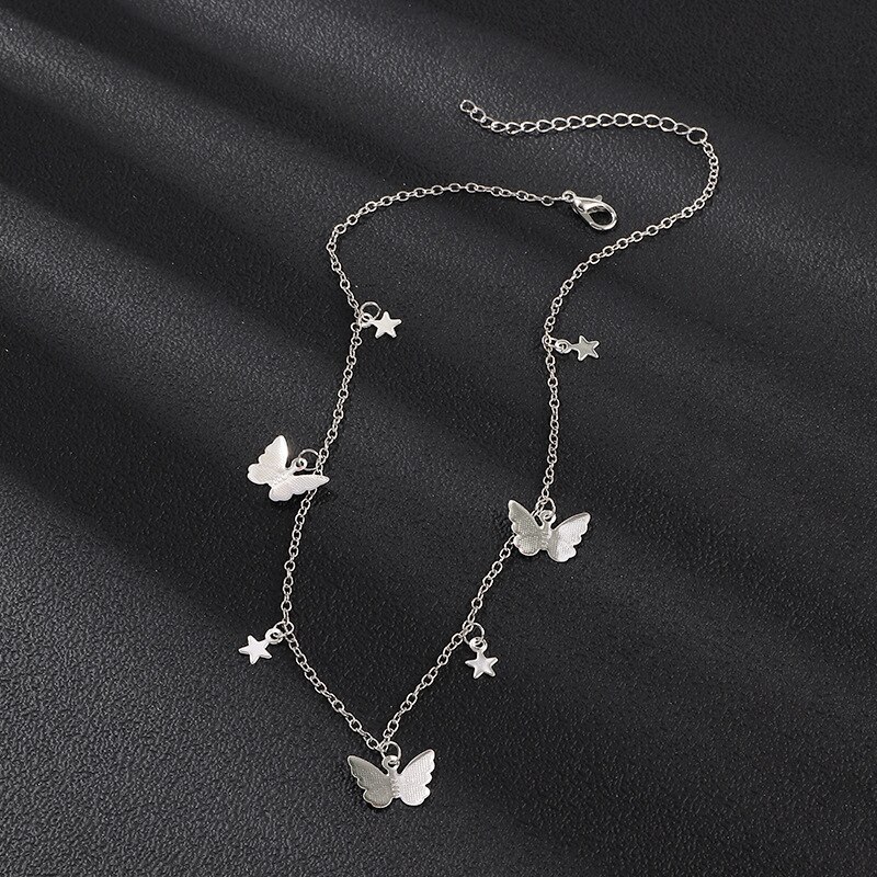 Simple Beads Butterfly Choker Necklace Colorful Seed Beads Collar Necklace For Women Girls Summer Beach Jewelry: D