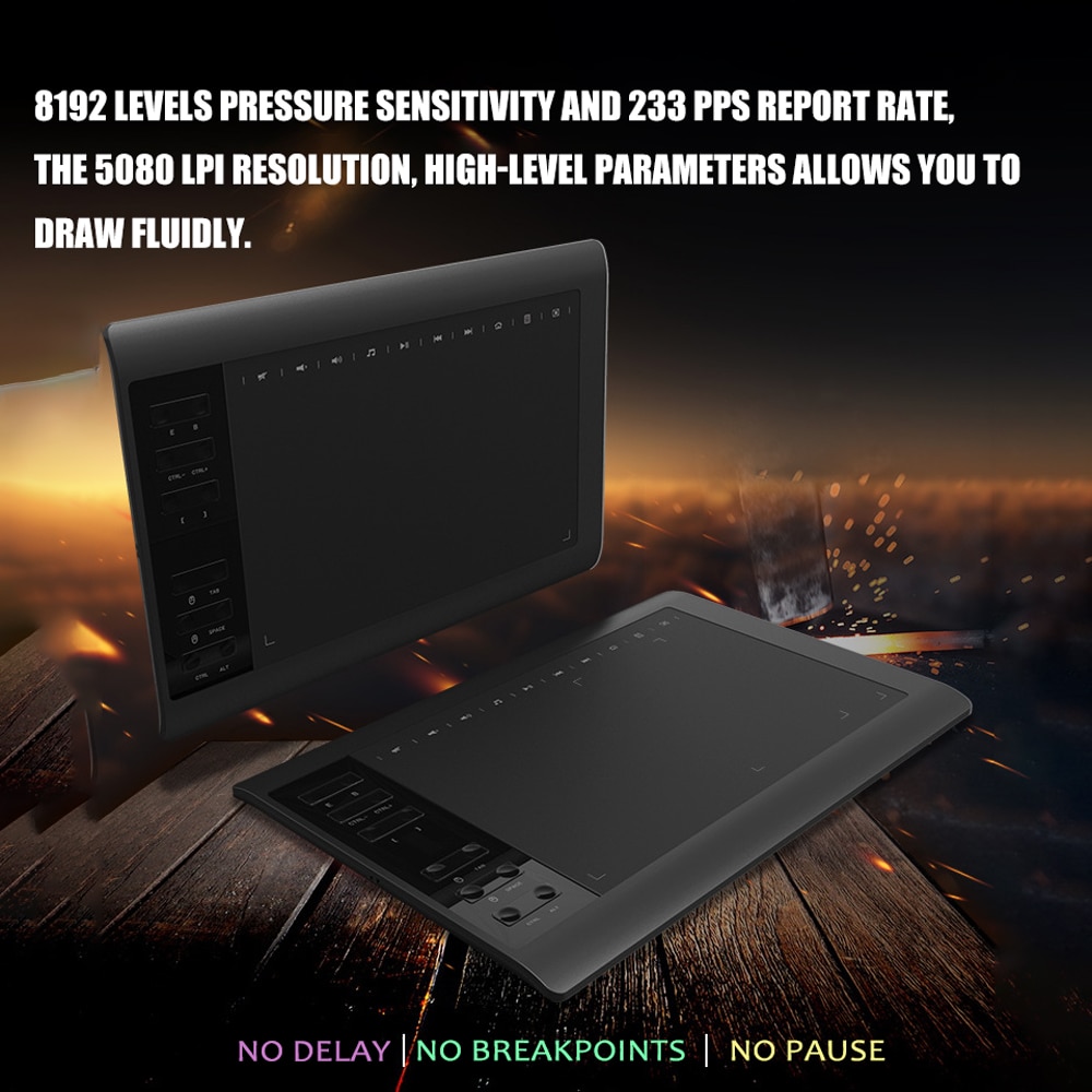 10in Graphic Tablet 8192 Levels Digital Drawing Tablet with No need charge Pen Ultralight Grafische Tablet