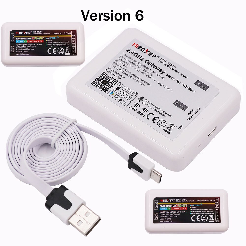Mi lumière WiFi boîte RGBCCT contrôleur 2.4GHz passerelle MIBOXER WL-Box1 4 zones RF télécommande couleur température LED gradateur: Version 6