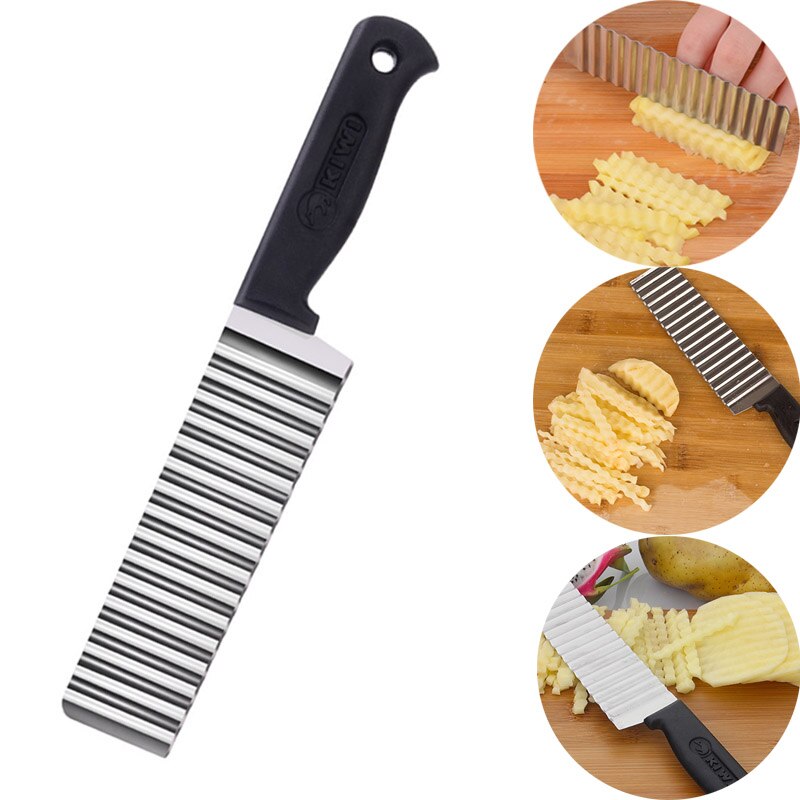 Couteau dentelé vague coupe froissé pour pomme de terre frite acier inoxydable lame dentelée légume fruits trancheuse outil de cuisine