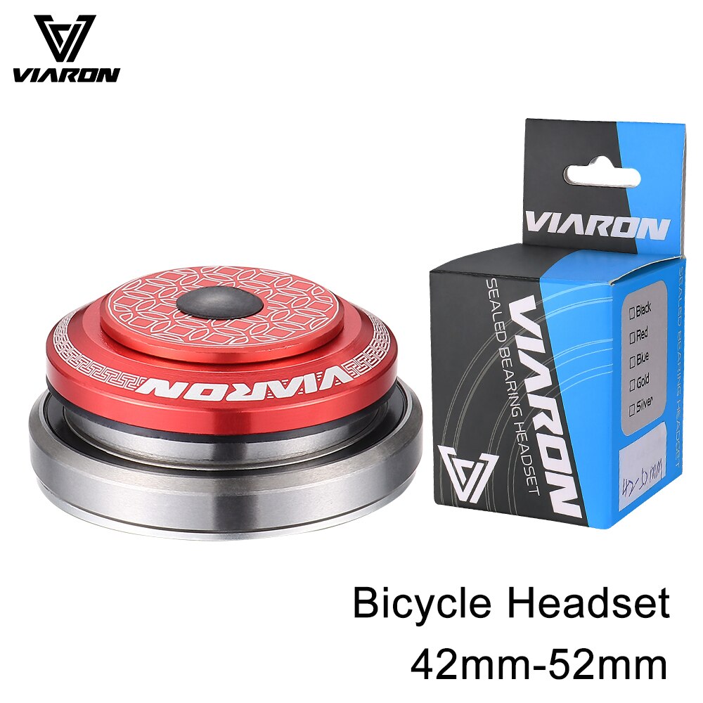 VIARON Fahrrad Headset 42mm 52mm CNC 1 1/8 &quot;-1 1/2&quot; MTB Lagerbier Gerade Verjüngt Rohr gabel Spalte Lenk Integrierte System: rot 42mm-52mm