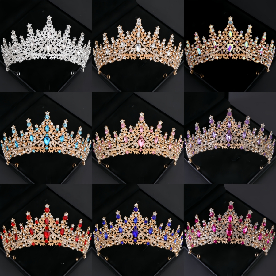 Barokke Kristallen Tiara's En Kronen Voor Vrouwen Strass Prom Diadeem Hoofdband Bruids Bruiloft Haaraccessoires Sieraden Kroon Tiara