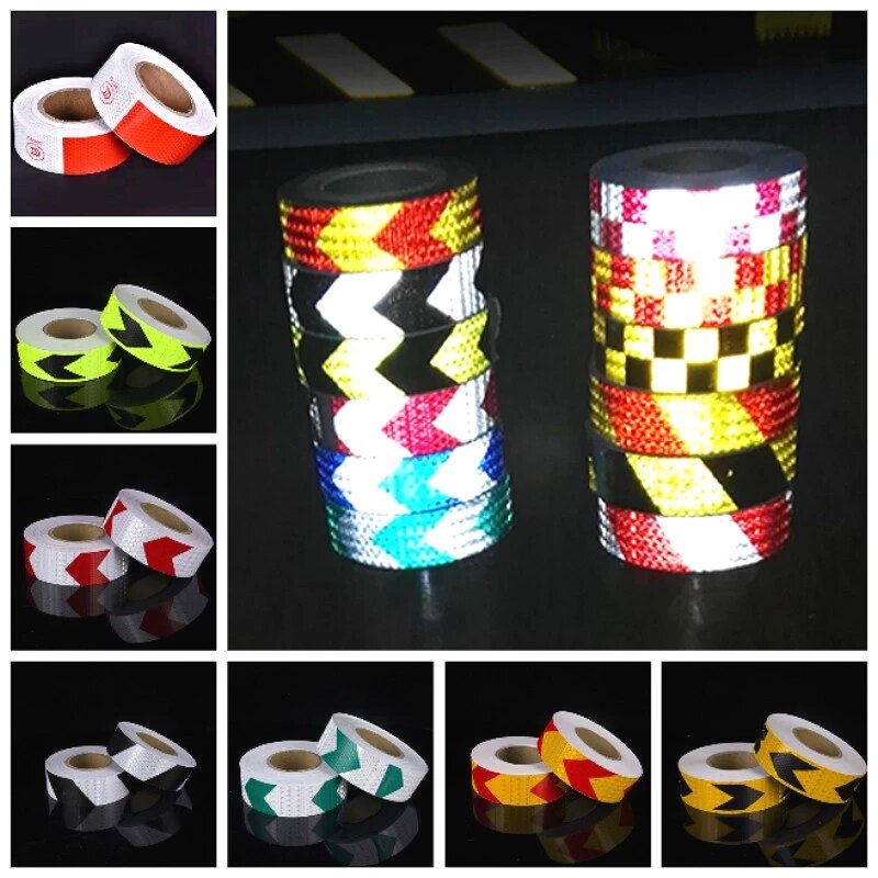 PVC 5*100cm Arrow Sticker Reflective Tape Reflective Conspicuity Safety Warning Lighting Tape Strip for Car Trailers Truck Traff