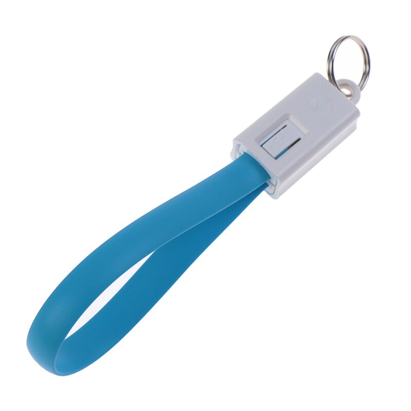 Llavero con Cable de carga rápida, Cable de sincronización de datos para iphone 6s tipo-c, Micro USB C, Cable corto con llavero, Cables para teléfono móvil: Azul