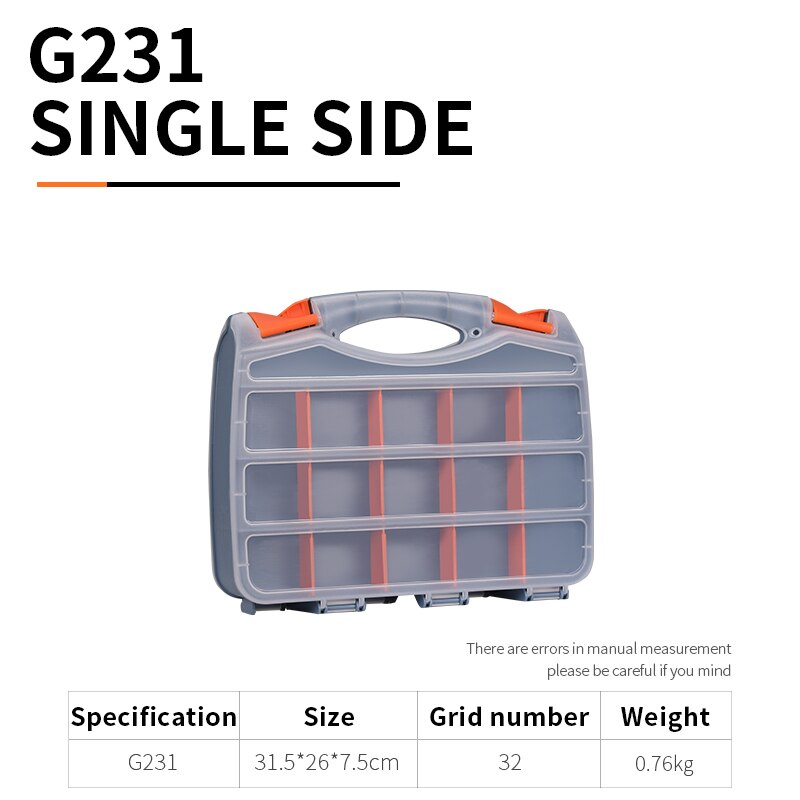 GREENER Plastic Portable Parts Box Screw Storage Box Metal Parts Hardware Tool Screwdriver Auto Repair Divided Material Tool Box: Double-sided small
