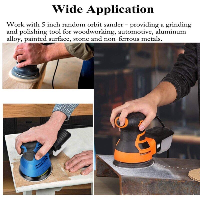 Big 5-Inch 8-Hole Hook and Loop Sanding Discs 220-Grit Ran Track Sandpaper, 100-Pack