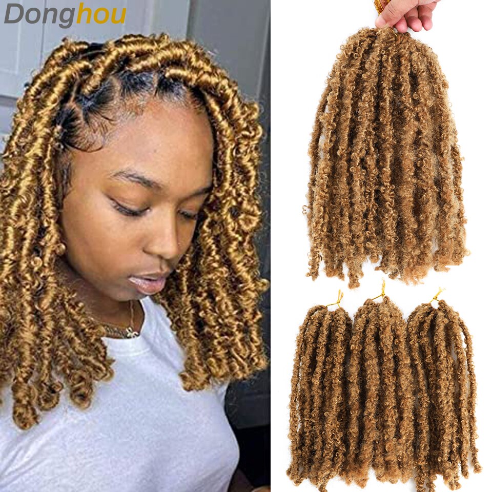 12 inches Real Butterfly Locs Bob Crochet Hair Naturel 613 Blonde 30 27 Bug Colored Ombre Butterfly Distressed Locs Crochet Hair: 27 Color / 6Pcs/Lot