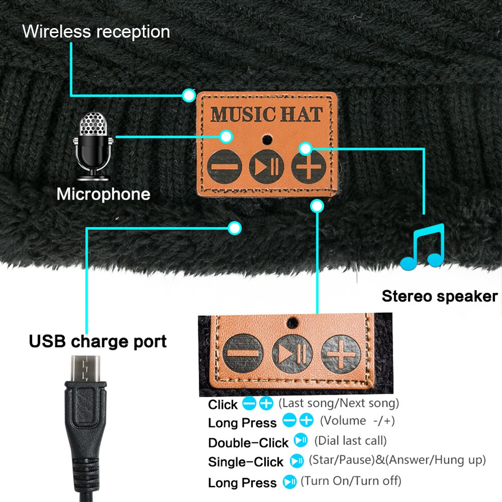 Dames heren hardlopen bluetooth muts winter warm buitensporten handsfree bellen draadloze hoofdtelefoon muziek muts nek buis gebreid