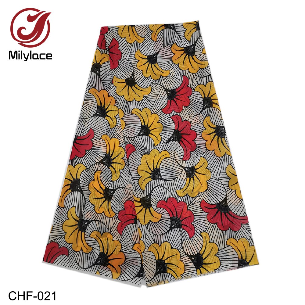 Afrikaanse Chiffon stof Digitale wax patroon Chiffon stof 5 yards per lot voor zomer jurken CHF-020-024