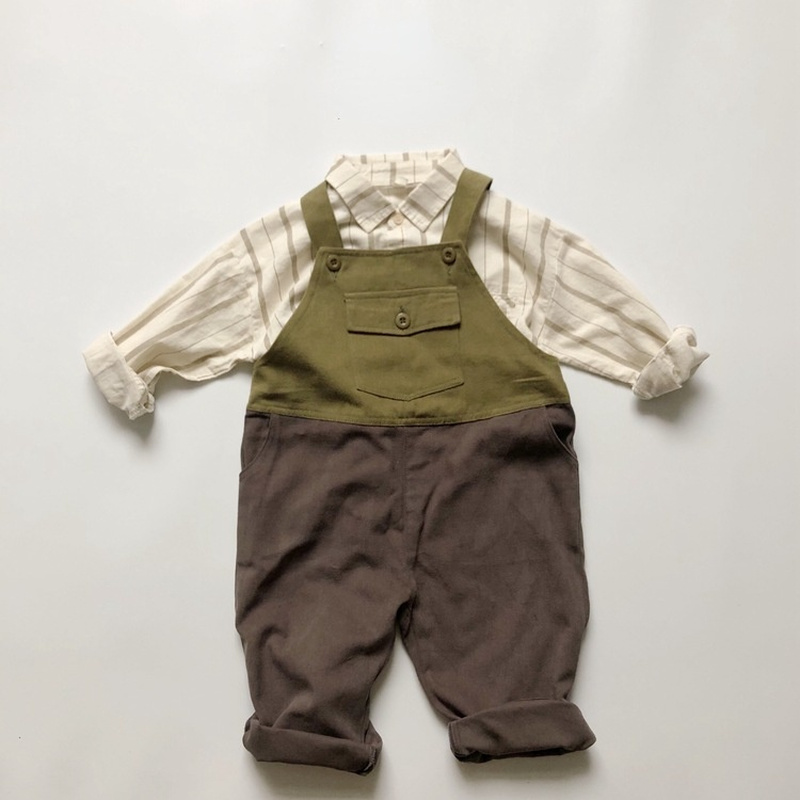 Estilo coreano meninos listra vertical algodão camisas crianças turn-down collar casual legal topos