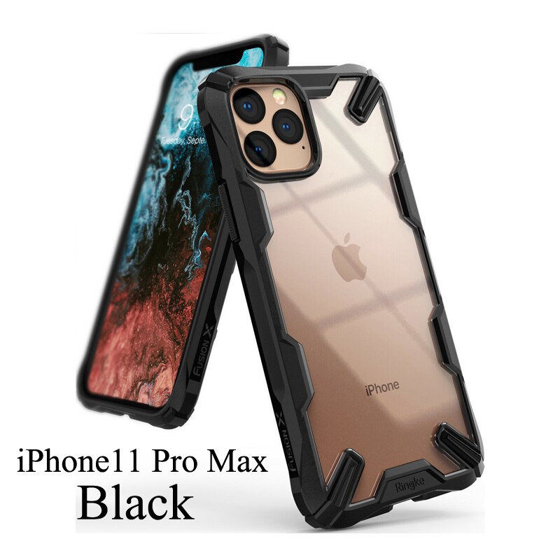 Ringke Fusion X Voor Iphone 11 Pro Max Case Heavy Duty Schokabsorptie Transparant Hard Pc Back Zachte Tpu Frame hybrid Cover: Black for 11P Max