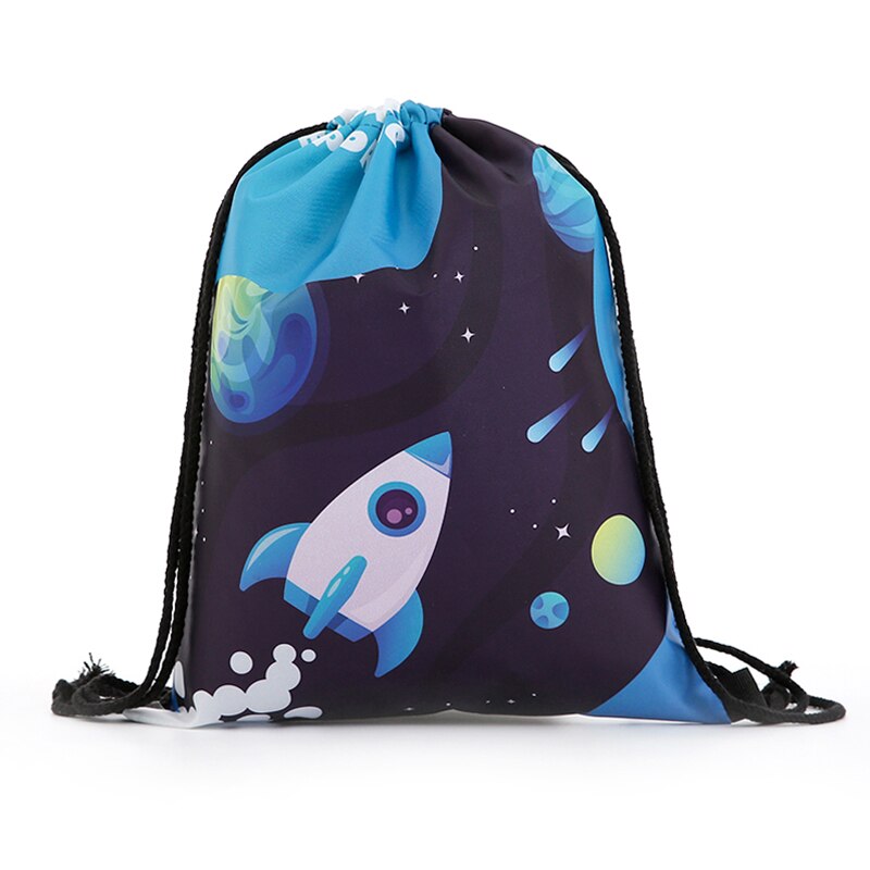 Sac à dos à cordon de serrage, imprimé, voyage, souple, pour homme, unisexe, pour femme, sac à bandoulière, sac à dos à lettres, bleu