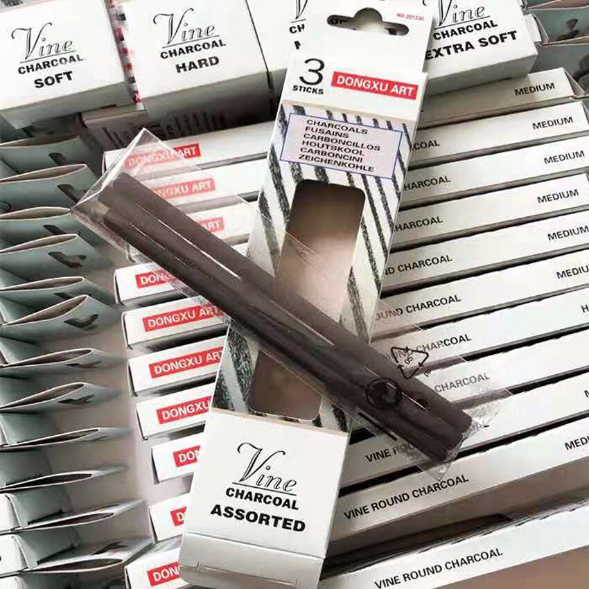 3Pc/Box Carbon Charcoal Pencil Sketch Drawing 5Mixed Hardness Bar 5Box/Set Round Or Square Style For Artist Supplie