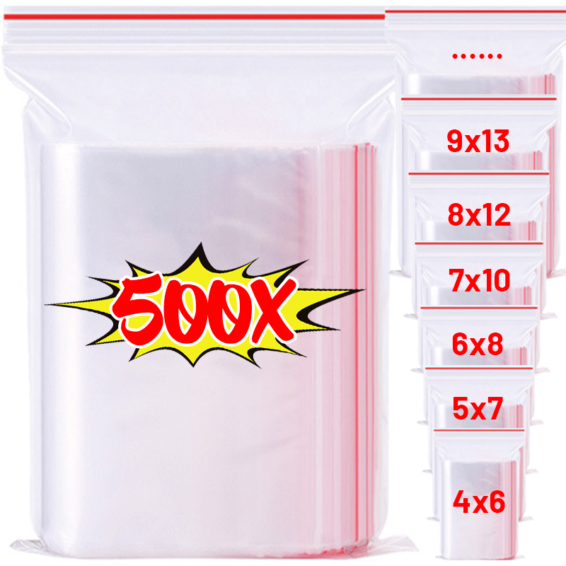 Self Sealing Clear Plastic Poly Bag Resealable Zip Bags Food Storage Pill Jewelry Package Reclosable Vacuum Fresh Sack