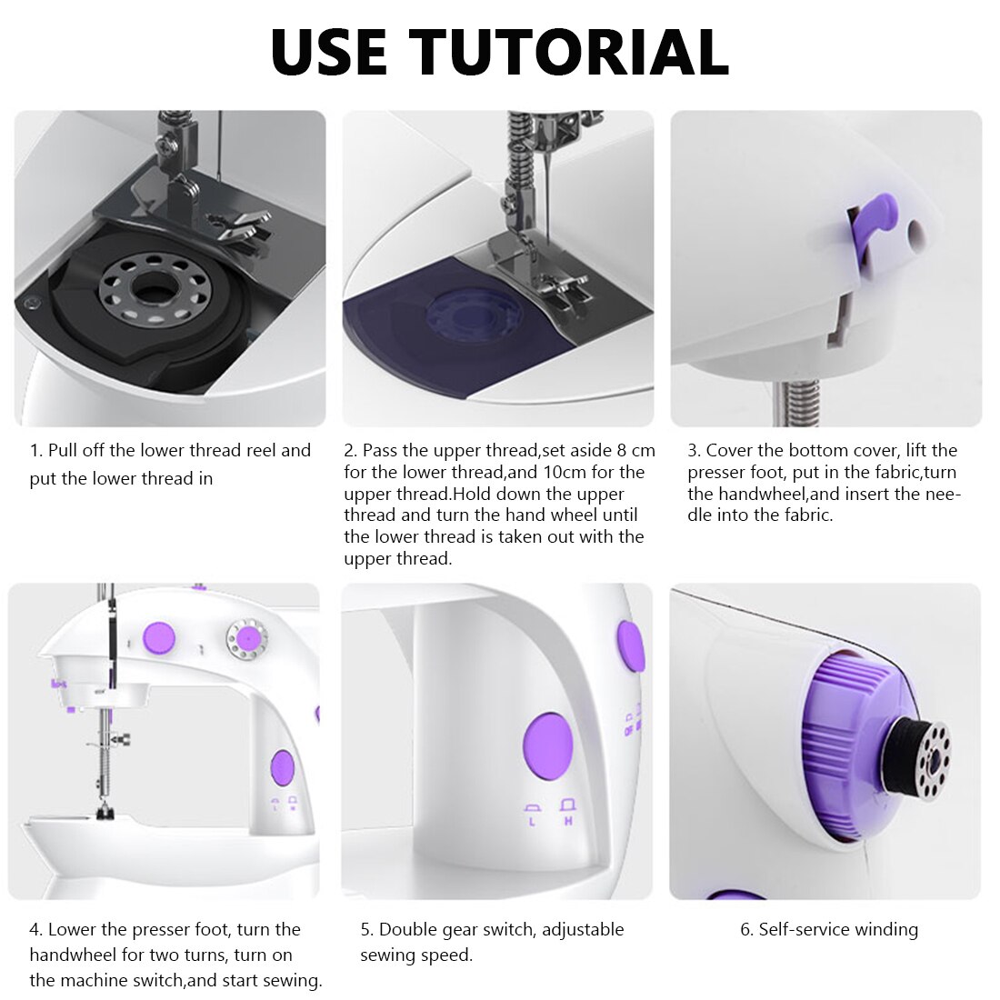 Sewing Machine Mini Portable Electric Household Crafting Mending Foot Pedal To Sew Adjustable Speed Kit For Home Beginners