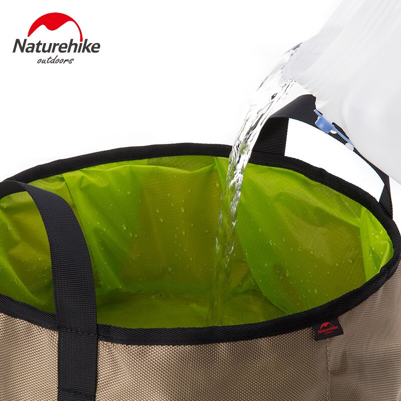 Naturehike 10L portátil al aire libre redondo plegable agua lavabo Camping Picnic Oxford Wash Bucket Bag lavabo ultraligero