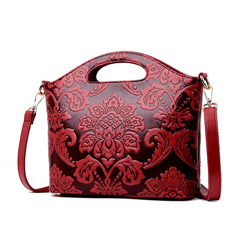 Klassisk dam handväska crossbody-väska i läder för kvinnor lyxigt märke kvinnor axelväska tygväska: Röd