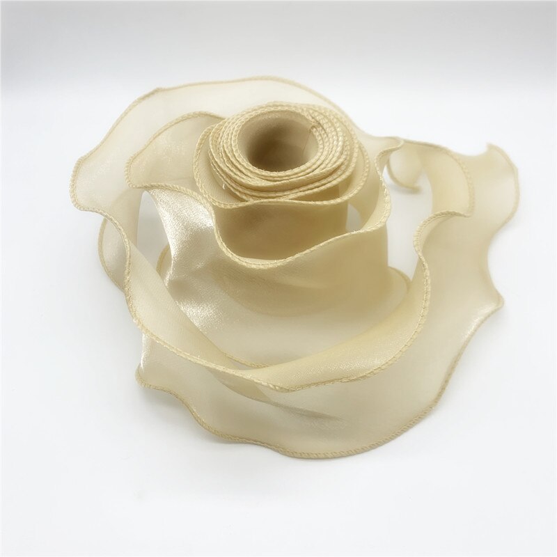 Cintas de encaje para adorno de pelo, listón Organza seda, borde ondulado de 60mm, 1 yarda/lote, tejido de costura, decoración de ropa: 09