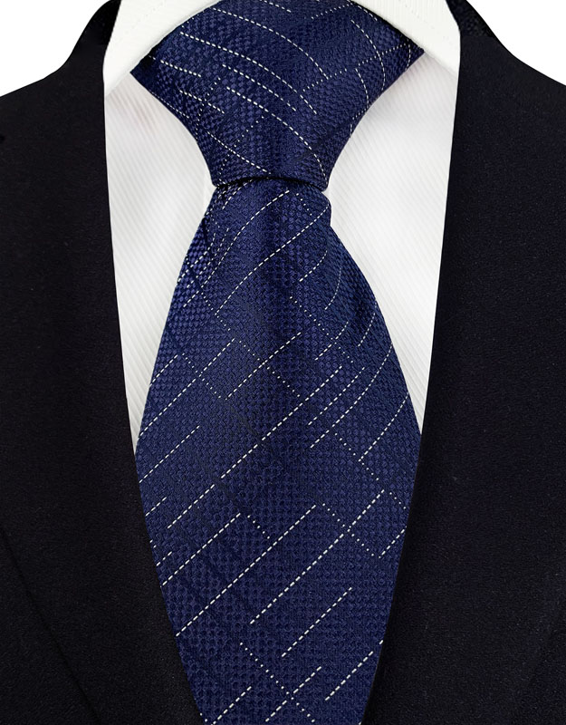 Corbata de lujo de 8CM para hombre, Color azul marino, rayas de puntos, corbata sólida para hombre, novio, corbata tejida de Jacquard para de boda de negocios