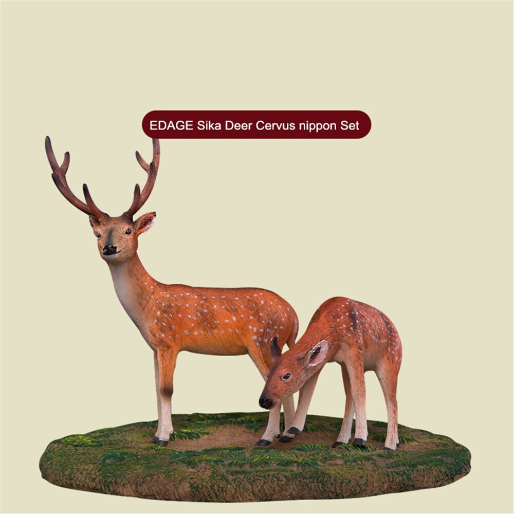 EDAGE Sika Deer Cervus nippon Set Figure Animal Figure Desktop Decoration Collector Toy