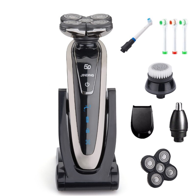 Jinding elektrisk barbermaskin vanntett skjeggtrimmer til hele kroppen, flervalgs-barbermaskin, elektrisk barberhøvel: Grå -3