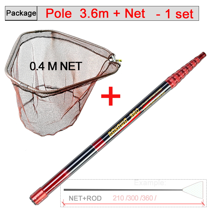 JOSBY Fishing Net Telescoping Foldable Landing Net Pole Lightweight Carp Carbon Fiber Folding Sea Hand Dip Net 3M/4M/2.1M Tackle: Navy Blue
