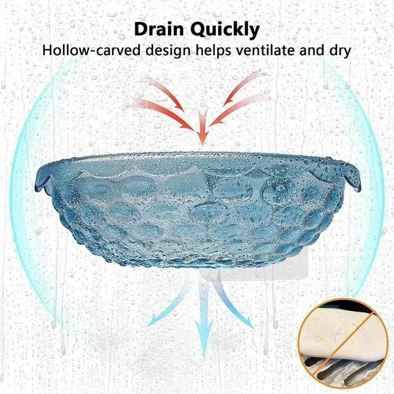 Soap Holder Soap Dishes Sponge Container with Wall Hook for Shower Kitchen Sink Adhesive No Drilling Bathroom Accessories