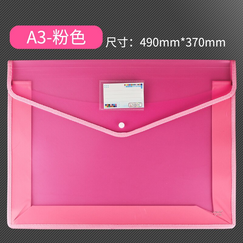 Extra Large A3 Document Bag Snap Button Bag 8k Drawing Paper Simple Data File Painting Work Storage Bag Large Information Bag: pink