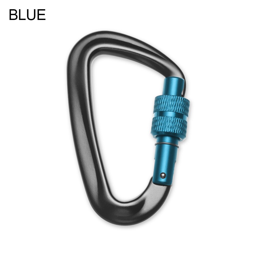 Mousqueton d&#39;escalade en forme de D 12KN, avec tirette, verrou de sécurité, accessoires d&#39;escalade en plein air: Style1 blue