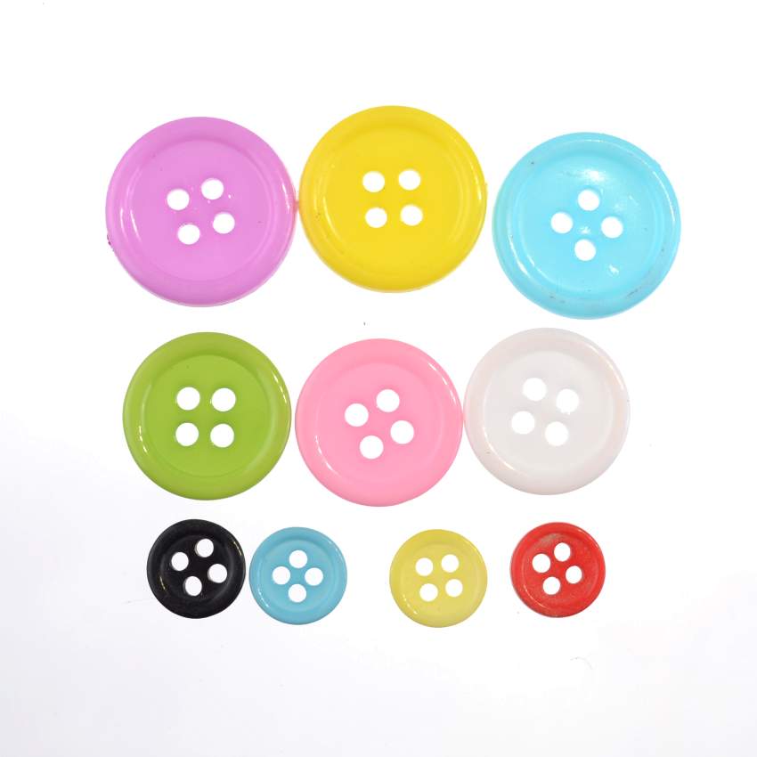 Boutons en plastique, 50/100 pièces, 9/11/15/20/25/30mm, couleur mixte, 4 trous en plastique, artisanat, couture de vêtements pour enfants, Notions de couture